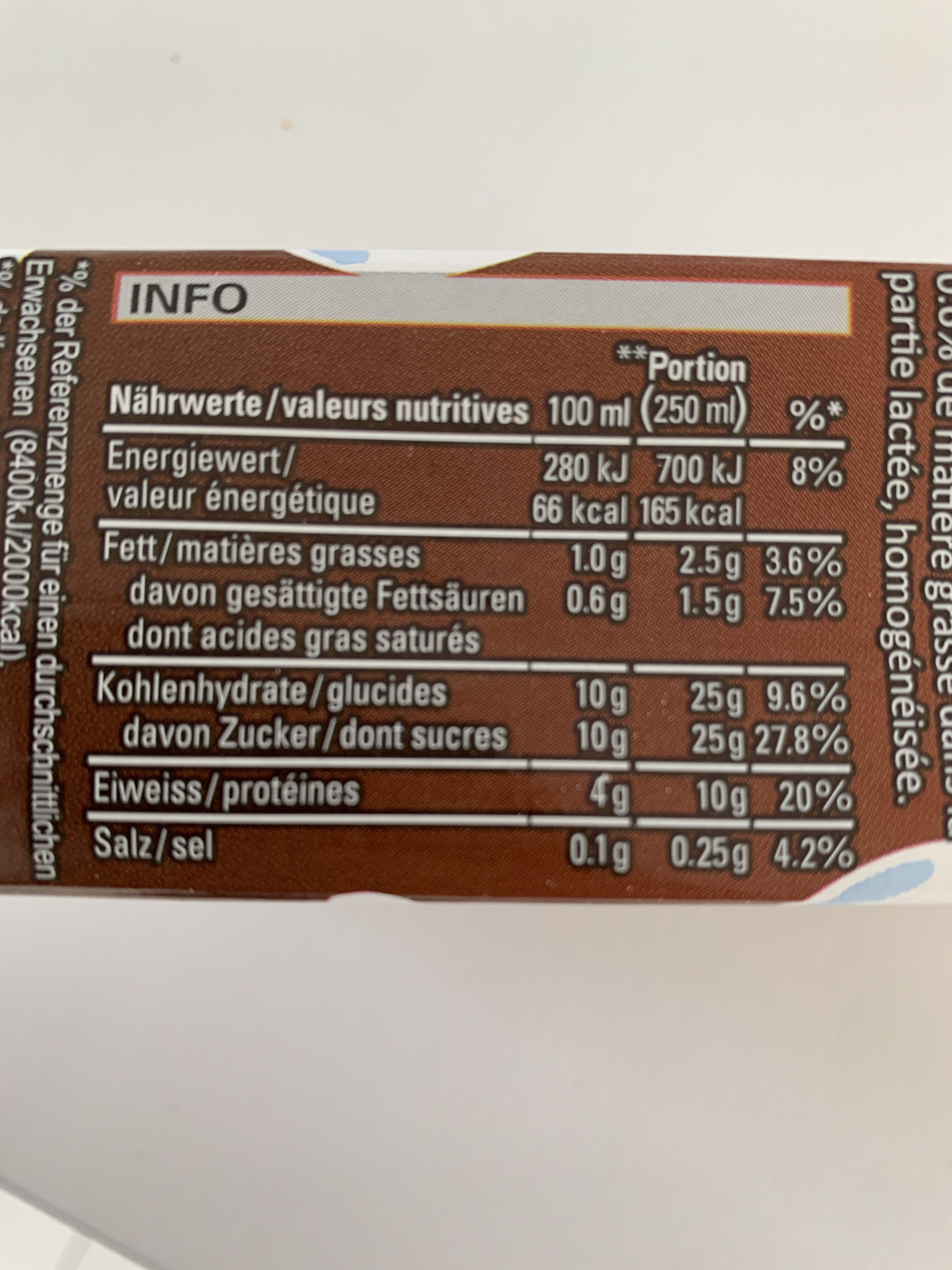 Chocolat froid - Valori nutrizionali - fr