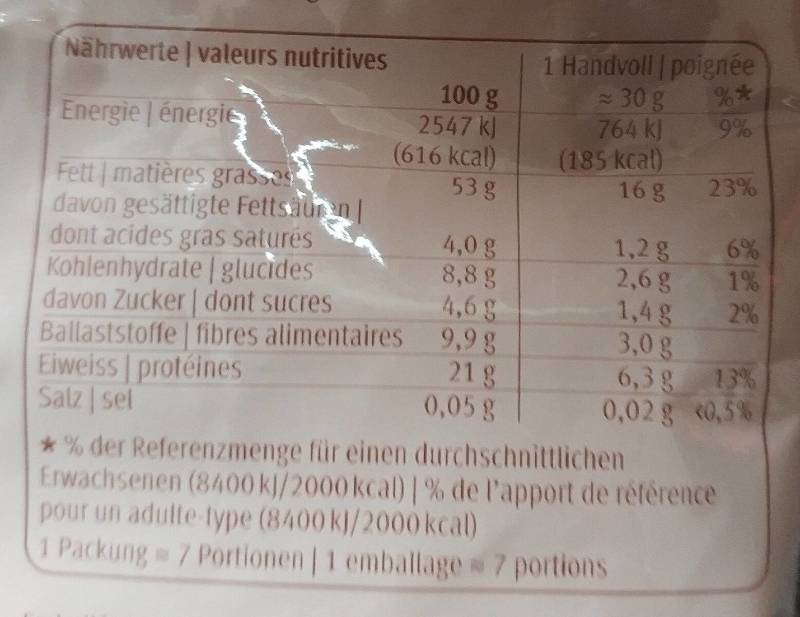 Amandes émondées - Valori nutrizionali - fr