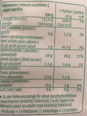 Flocons de millet - Valori nutrizionali - fr