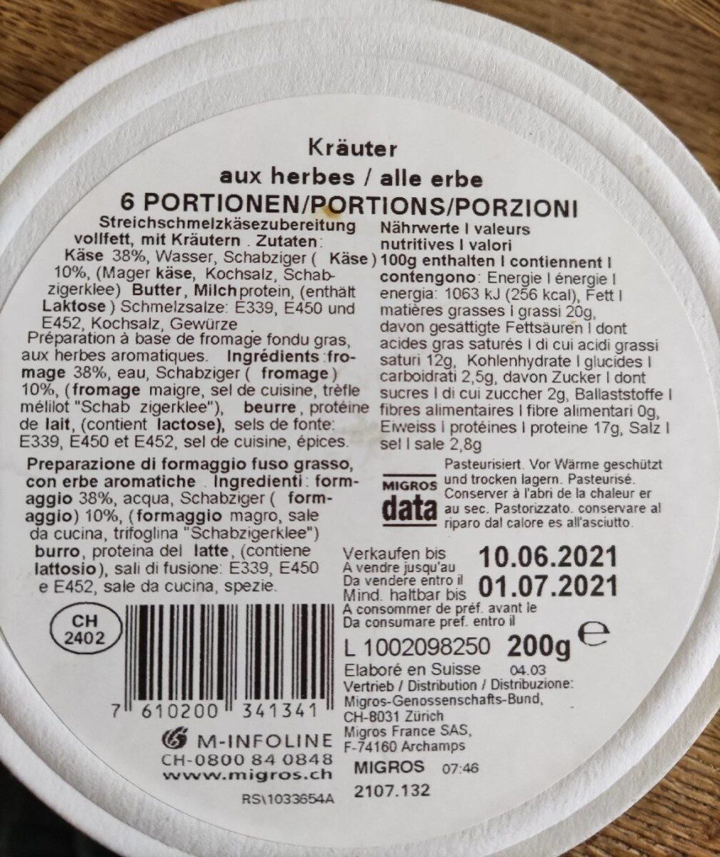 Kräuter Käse - Nutrition facts - de