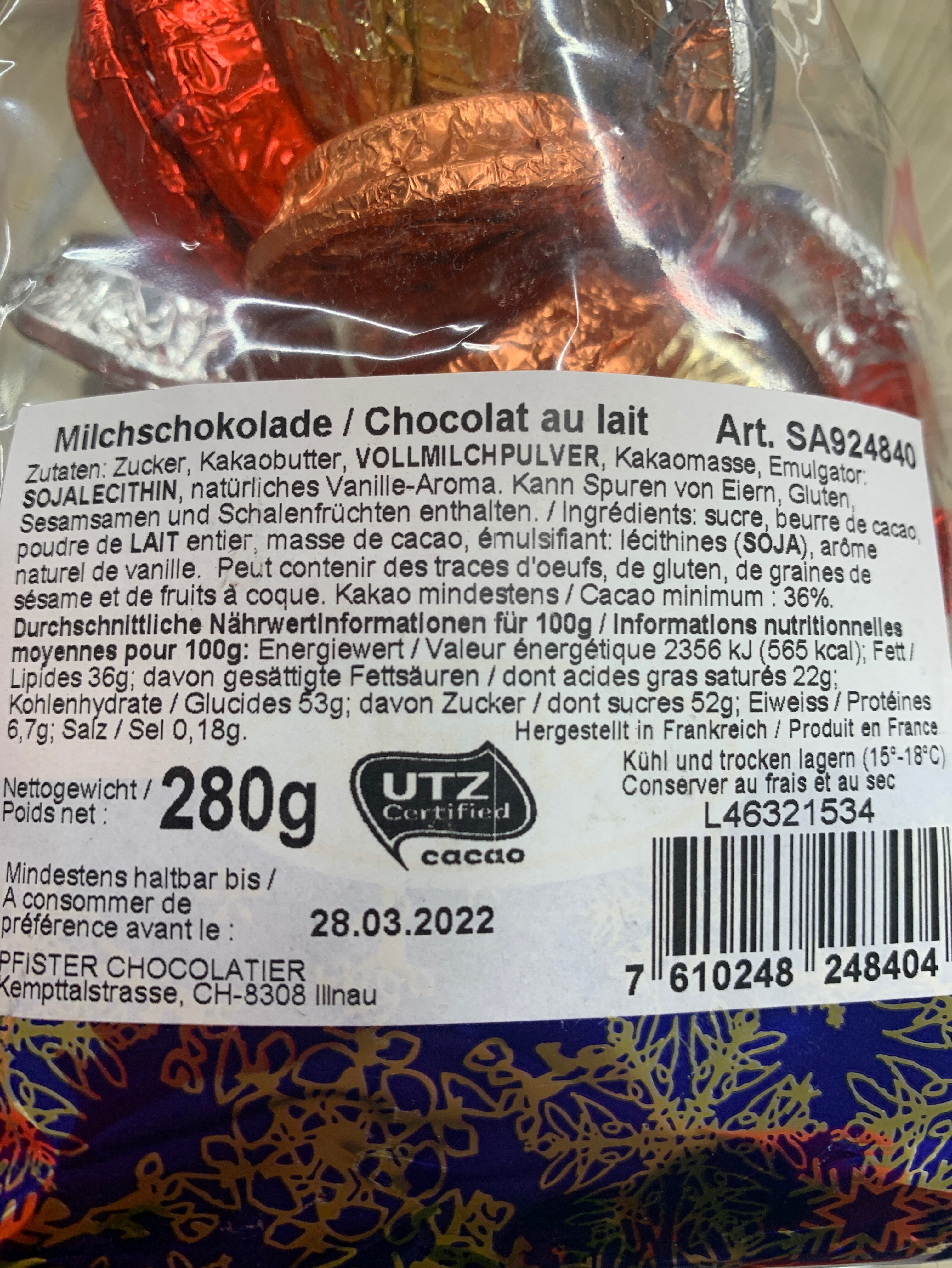 Milchschokolade - Ingredienti