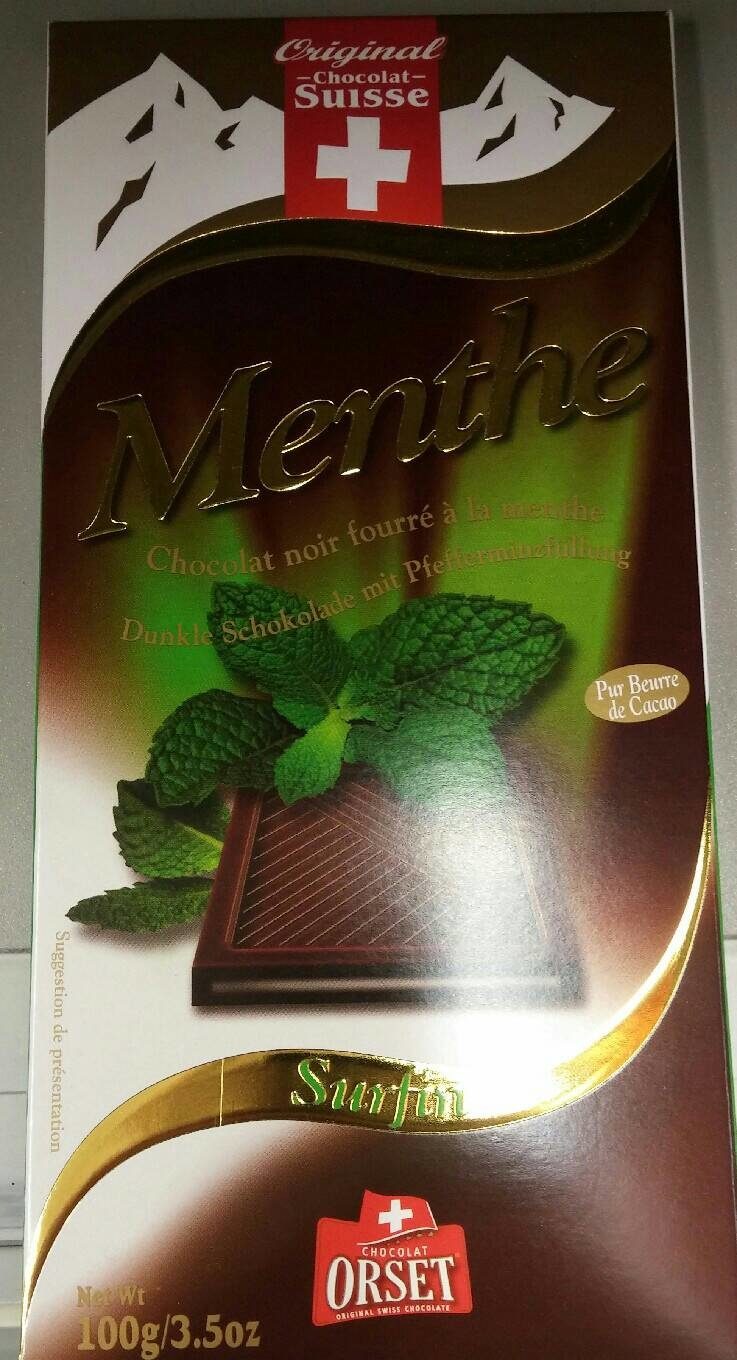 Chocolat noir fourré à la menthe - Tableau nutritionnel