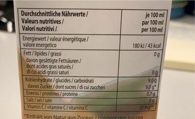 Orangensaft - Valori nutrizionali