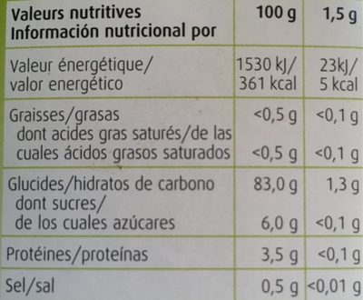 Bambu - Nutrition facts - fr