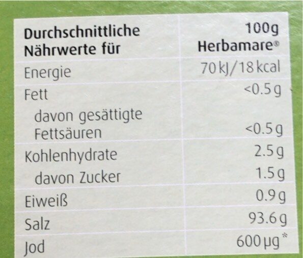 Kräutersalz Herbamare - Nutrition facts