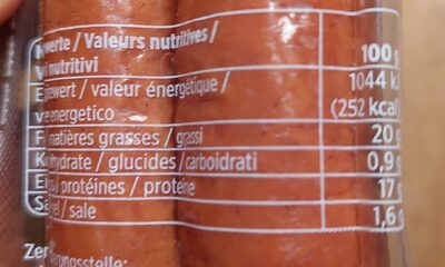 Saucisses de porc - Valori nutrizionali - fr