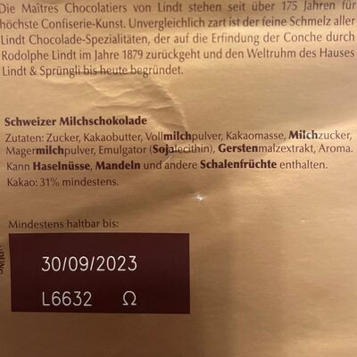 Swiss premium chocolate - Extra au lait - Ingredients