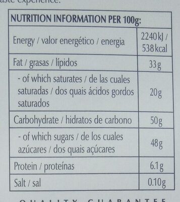 Excellence Chili Noir - Información nutricional