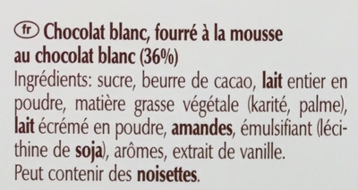 Création - Chocolat blanc fourré à la mousse - Ingredients - fr