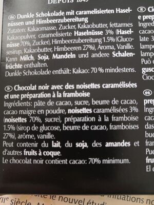 Chocolat noir Framboise Noisettes 70% cacao - 3