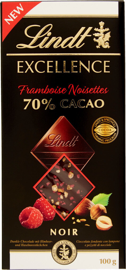 Chocolat noir Framboise Noisettes 70% cacao - Product - fr
