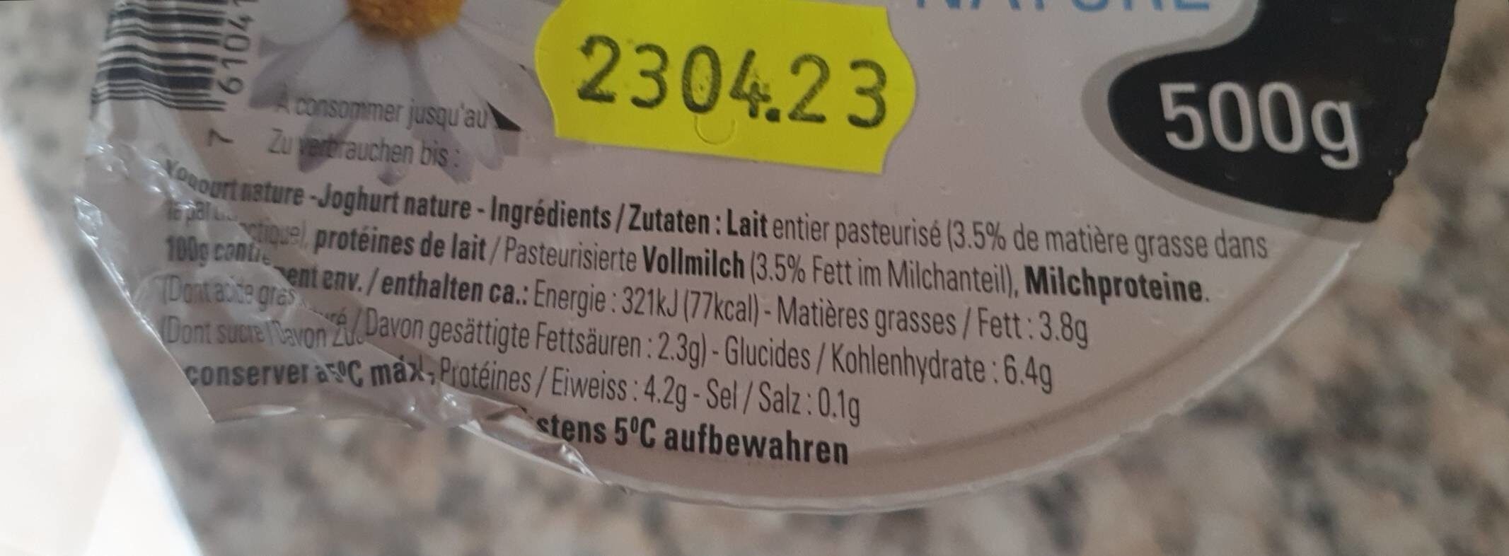 Milco yagourt au lait de pays de Fribourg - Valori nutrizionali - fr