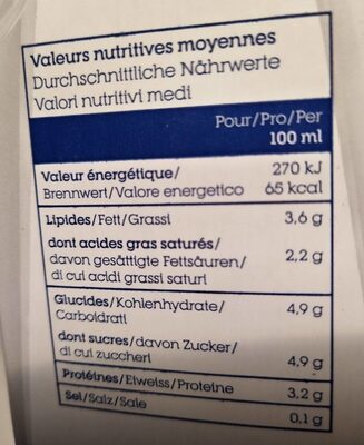 Le lait équitable - Valori nutrizionali - fr