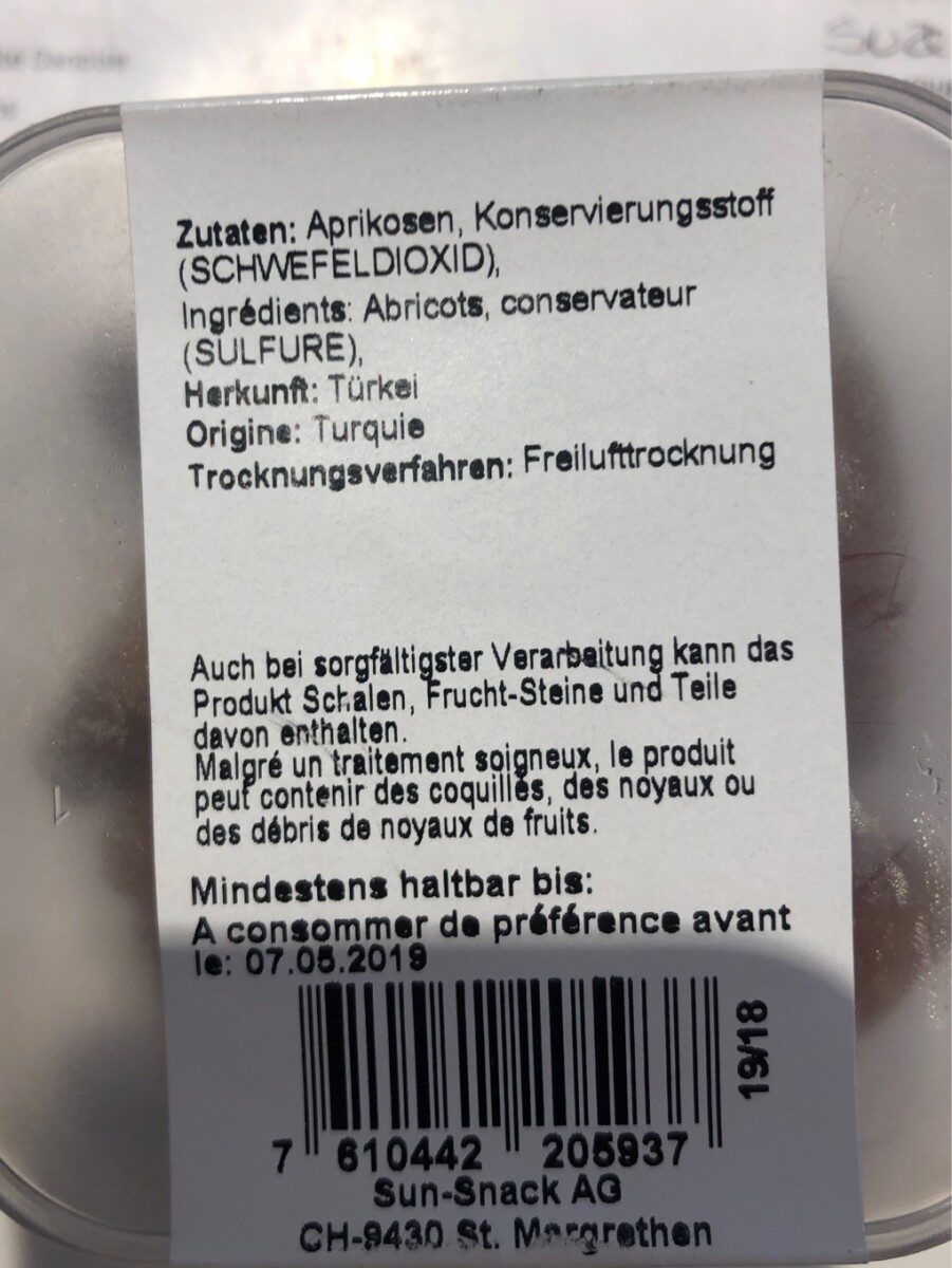 Abrikosen ganz 125g - Ingredienti - fr