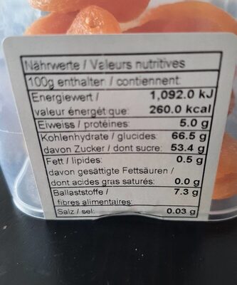 Abrikosen ganz 125g - Valori nutrizionali - fr