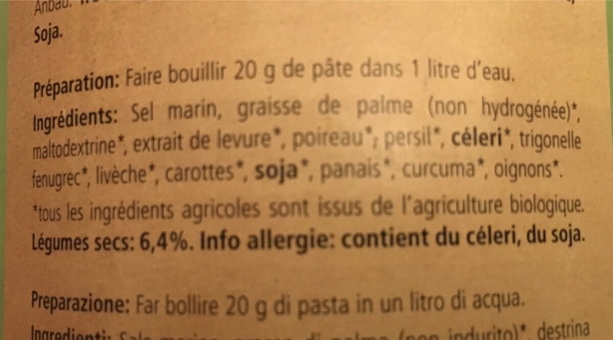 Bouillon De Légumes En Pâte Bio ? ? Morga - Ingredienti - fr