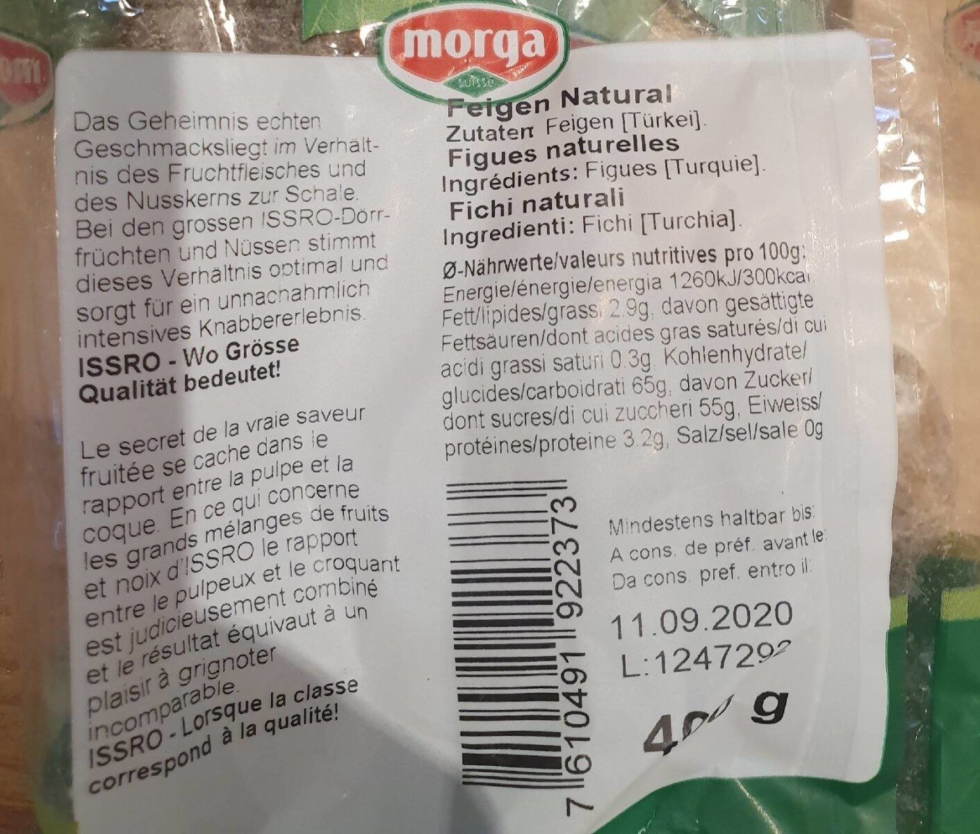 Morga Dried Figs - Tableau nutritionnel - de