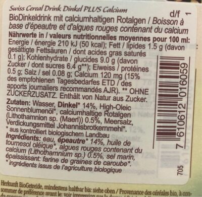 Swiss Cereal drink épautre calcium bio 1 lt - Ingredienti - fr