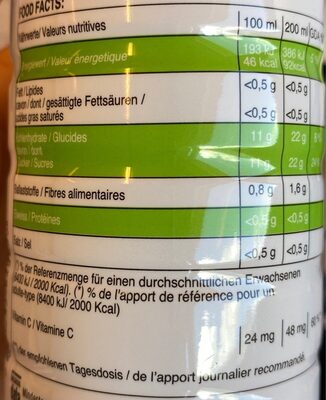 Nectar d'abricots - Nutrition facts - fr