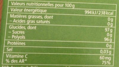 Bonbons aux plantes - Información nutricional - fr