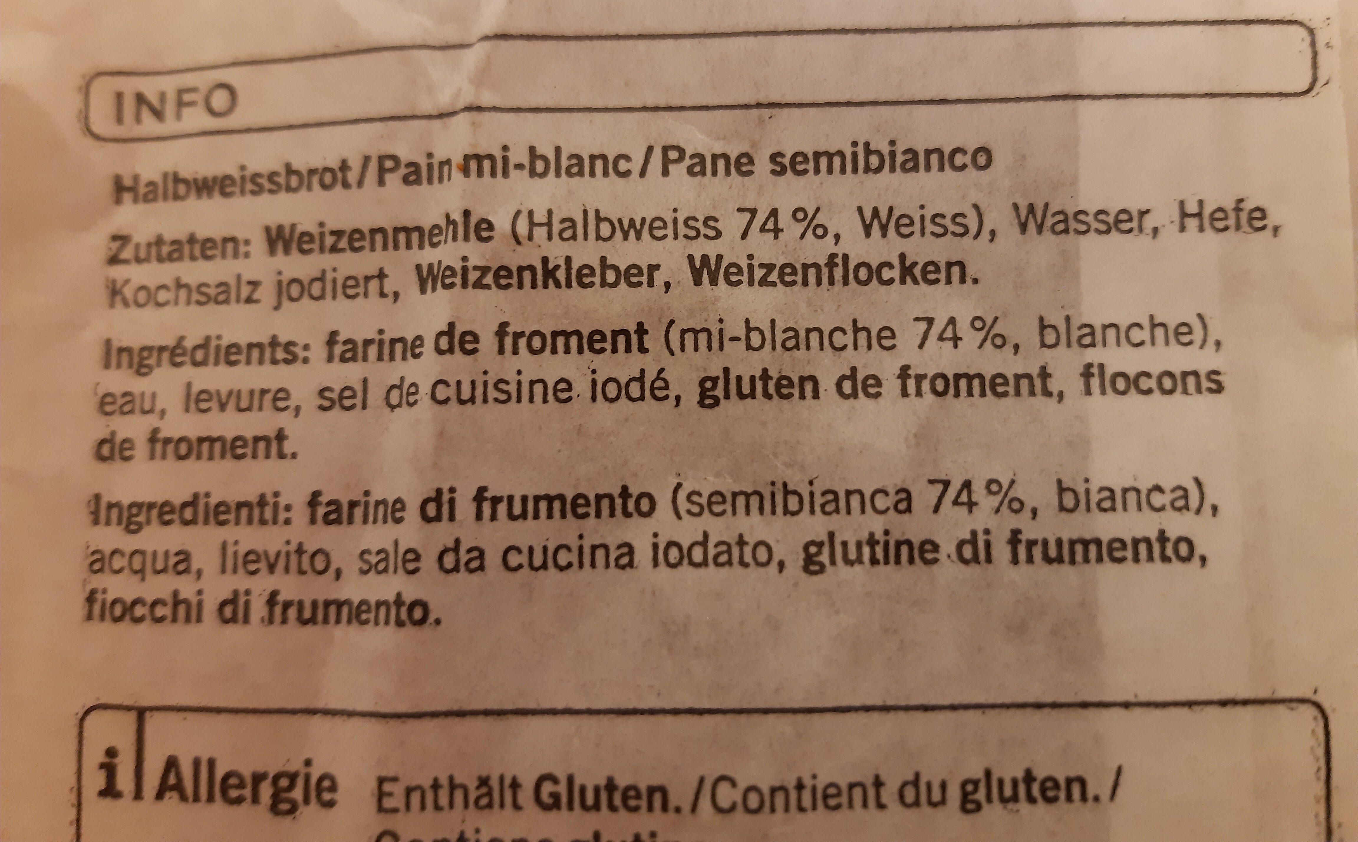 Pain mi-blanc - Ingredienti