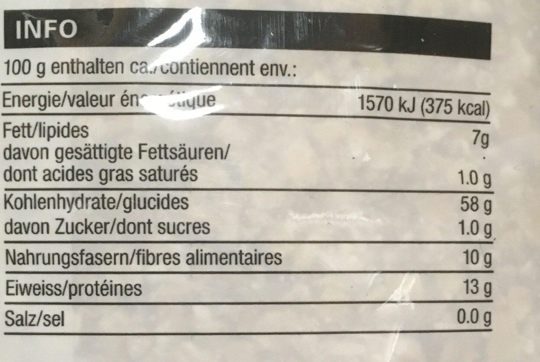 Flocons d'avoine complete - Valori nutrizionali - fr