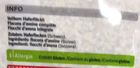 Flocons d'avoine suisses - Ingredienti - fr