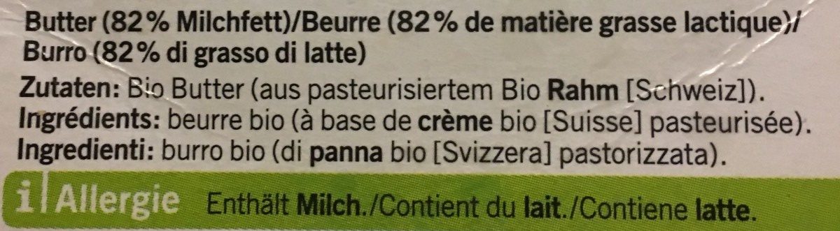 Bio Beurre - Zutaten - fr