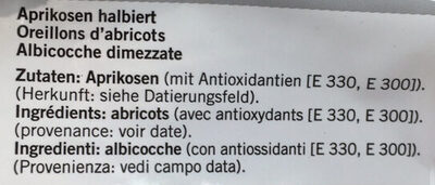 Qualité&Prix : Oreillons d'abricots non sucrés - Ingredients