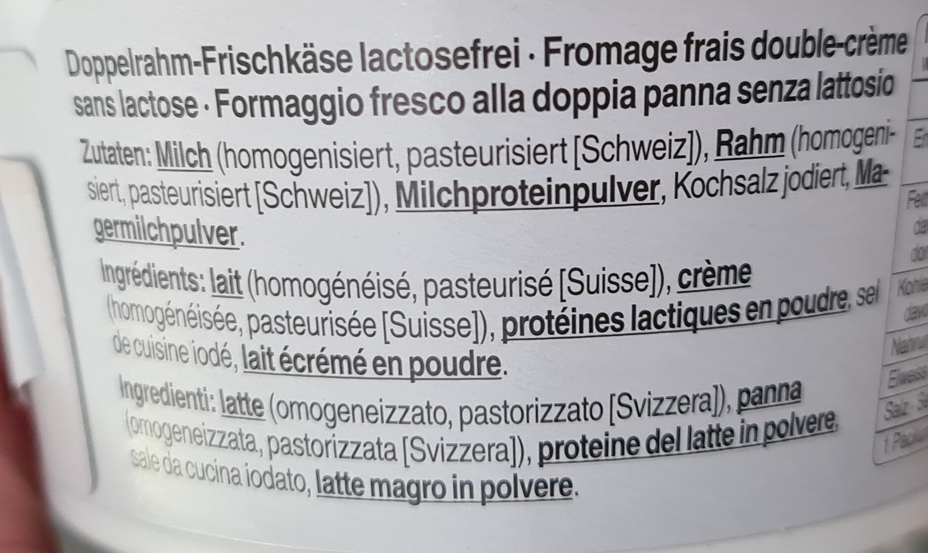 Doppelrahm-Frischkäse freefrom lactosefrei - Ingredienti - de