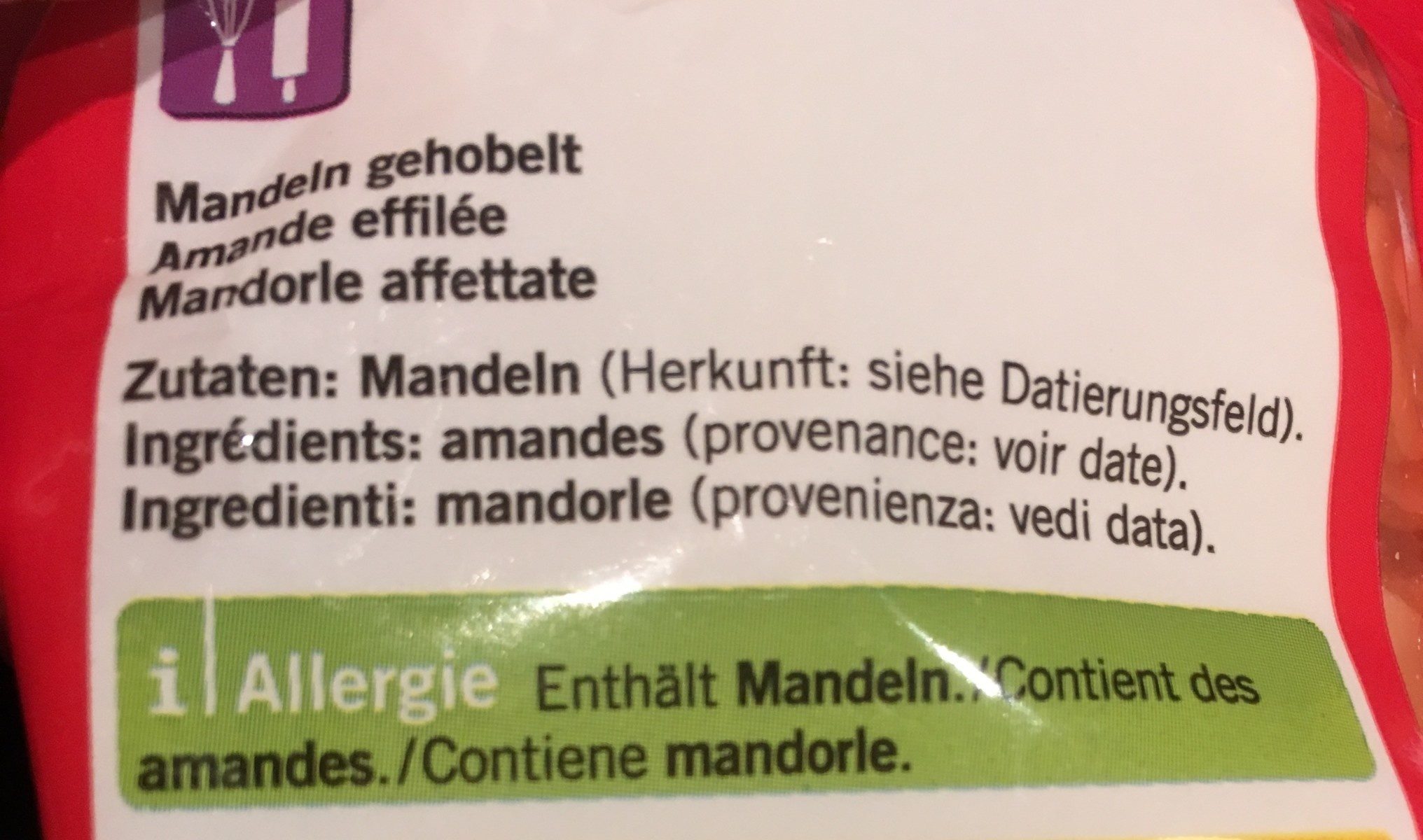 Coop Mandeln - Ingredienti - fr
