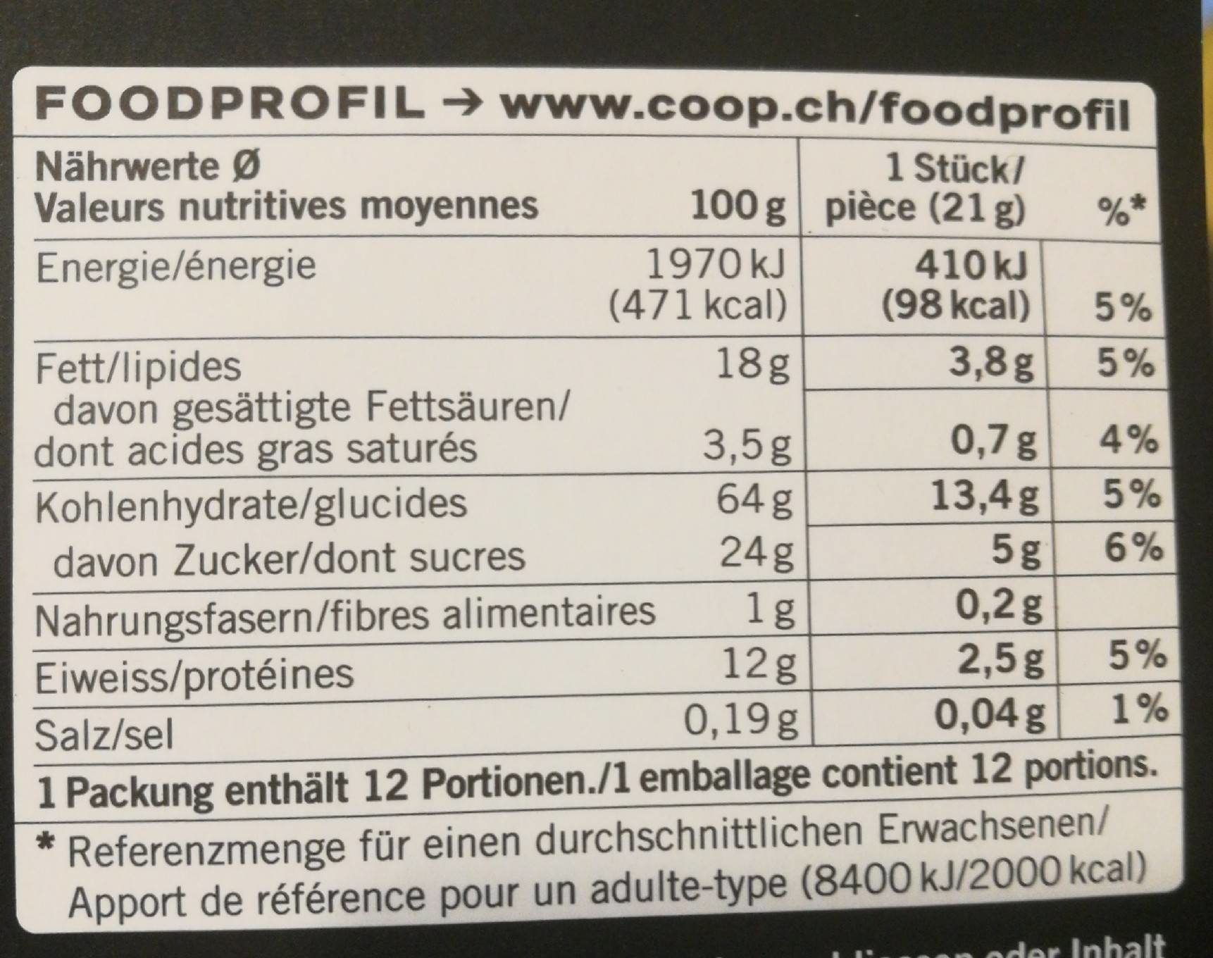 Cantucci Toscani - Fine food - Nutrition facts - fr