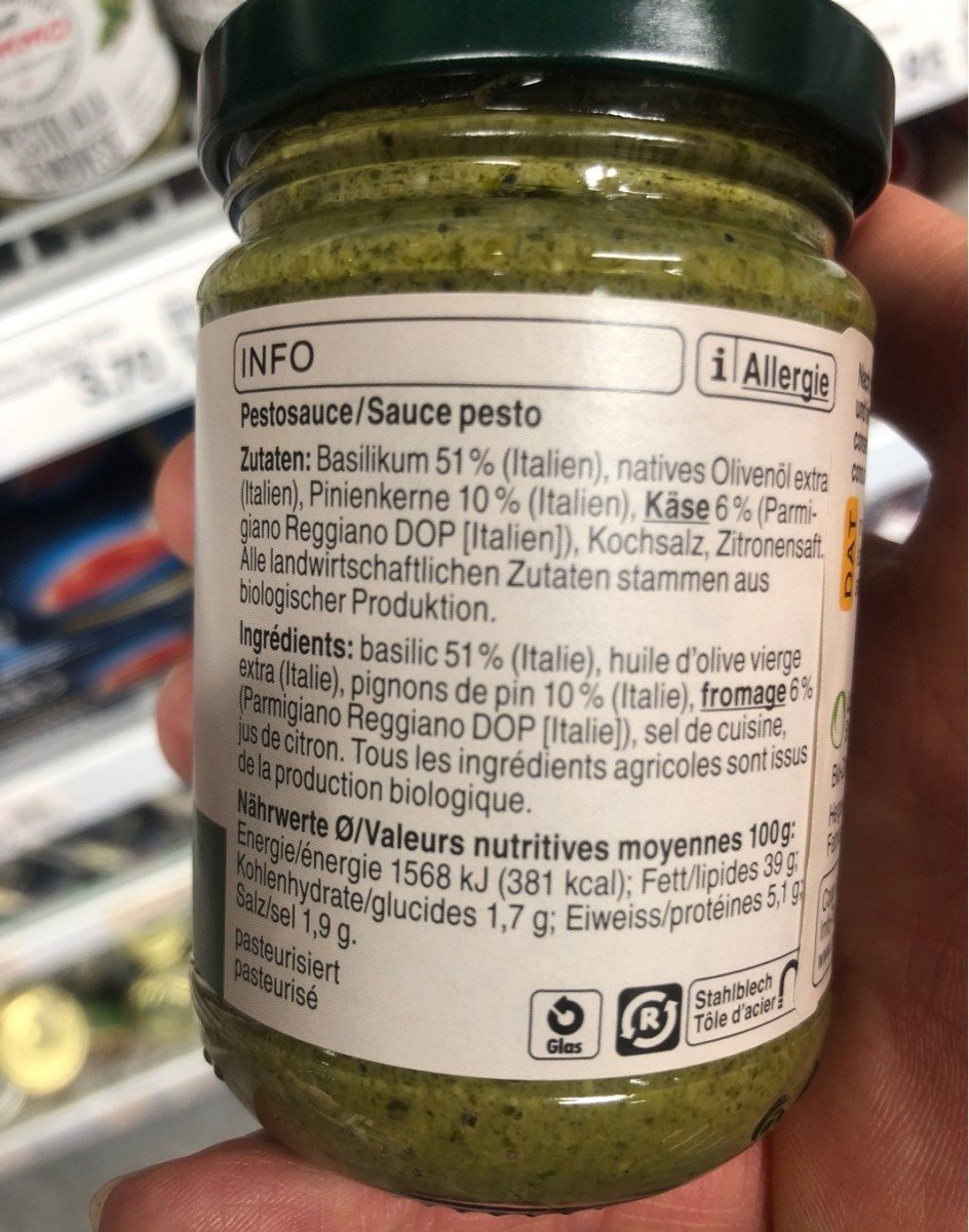 Pesto Verde bio - Zutaten - fr