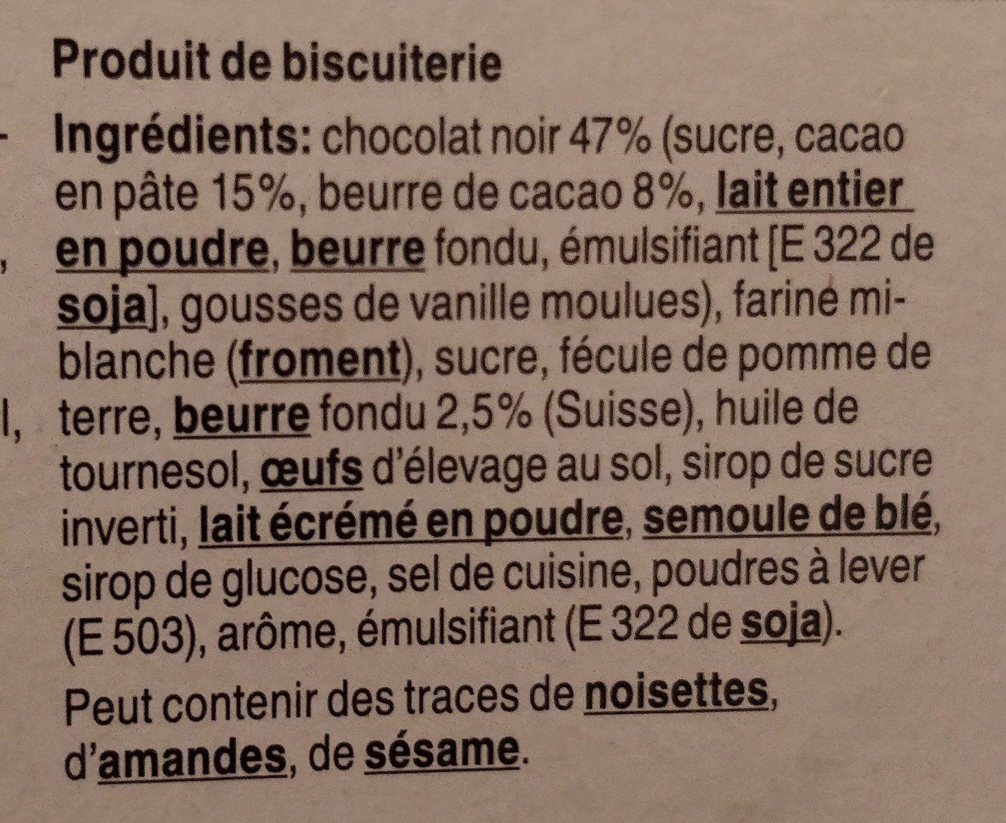 Qualité & Prix Petit Beurre Chocolat Noir - Zutaten - fr