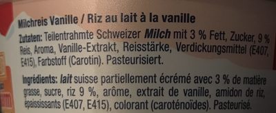 Riz Au Lait Vanille - Ingredienti - fr