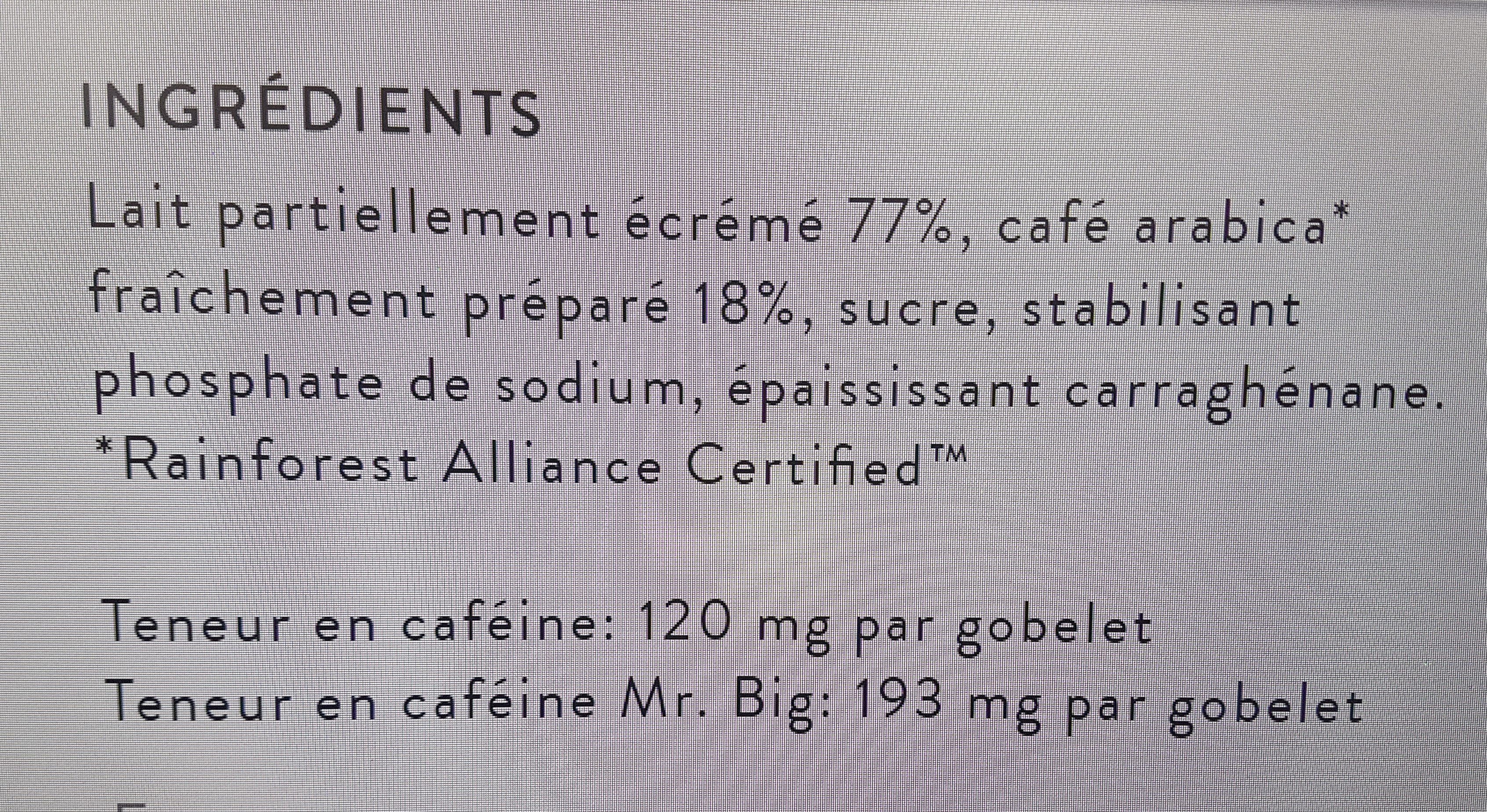Caffè Latte Expresso - Ingrédients