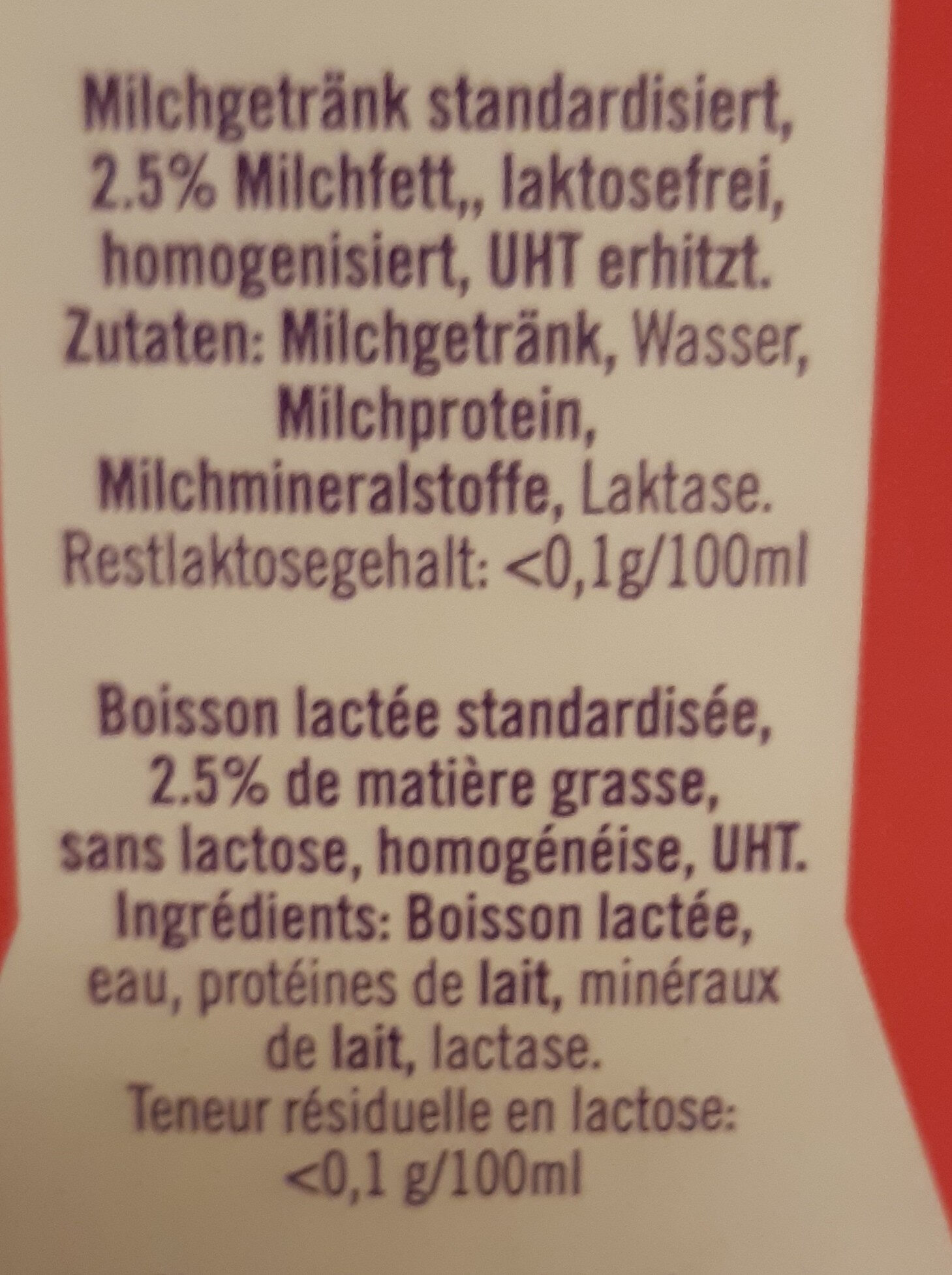 Balance sans Lactose - Ingredients - fr