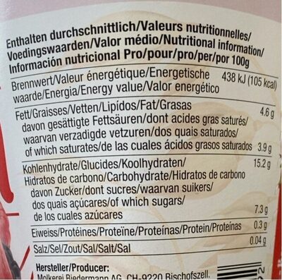 Bio Avoine Brassé onctueux Baies rouges - Nutrition facts - fr