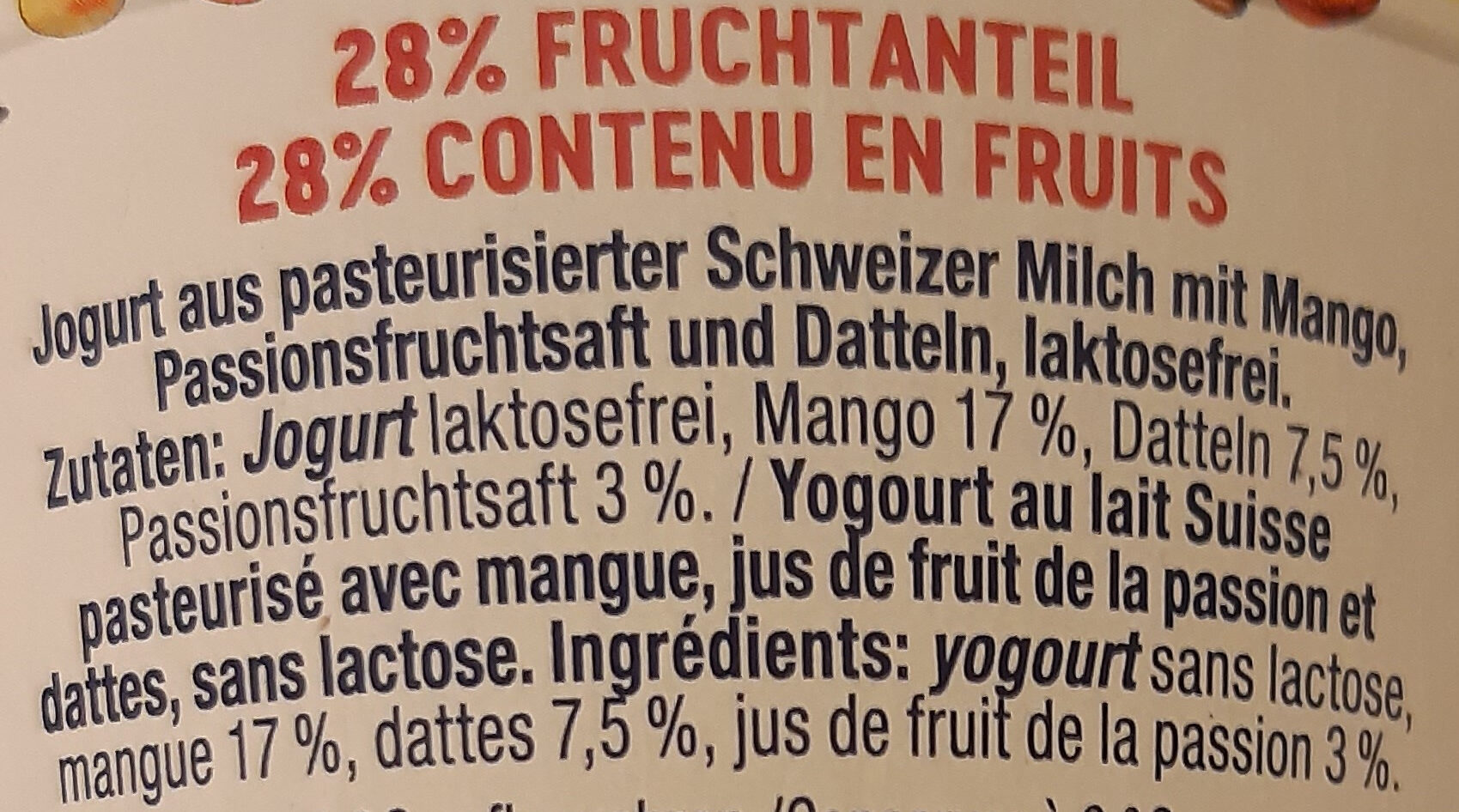 Jogurt Pur Mango-Passionsfrucht & Dattel - Ingredienti - fr