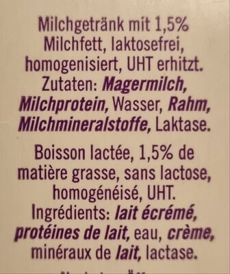 laktosefreie Milch - Ingredients - de