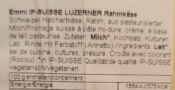Luzerner rahmkäse - Ingredients - de