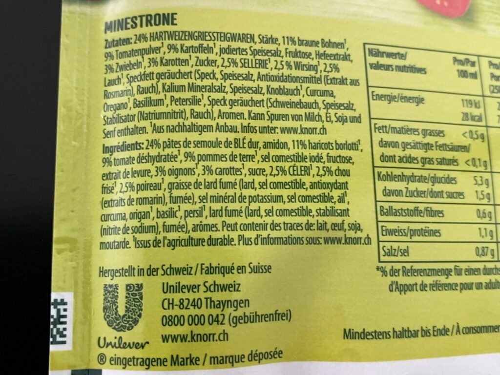 Minestrone Mit 40% mehr Pasta - Ingredienti - fr