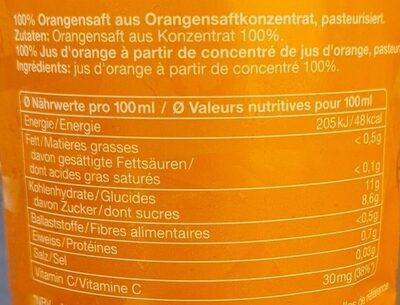 Orange juice - Valori nutrizionali - fr