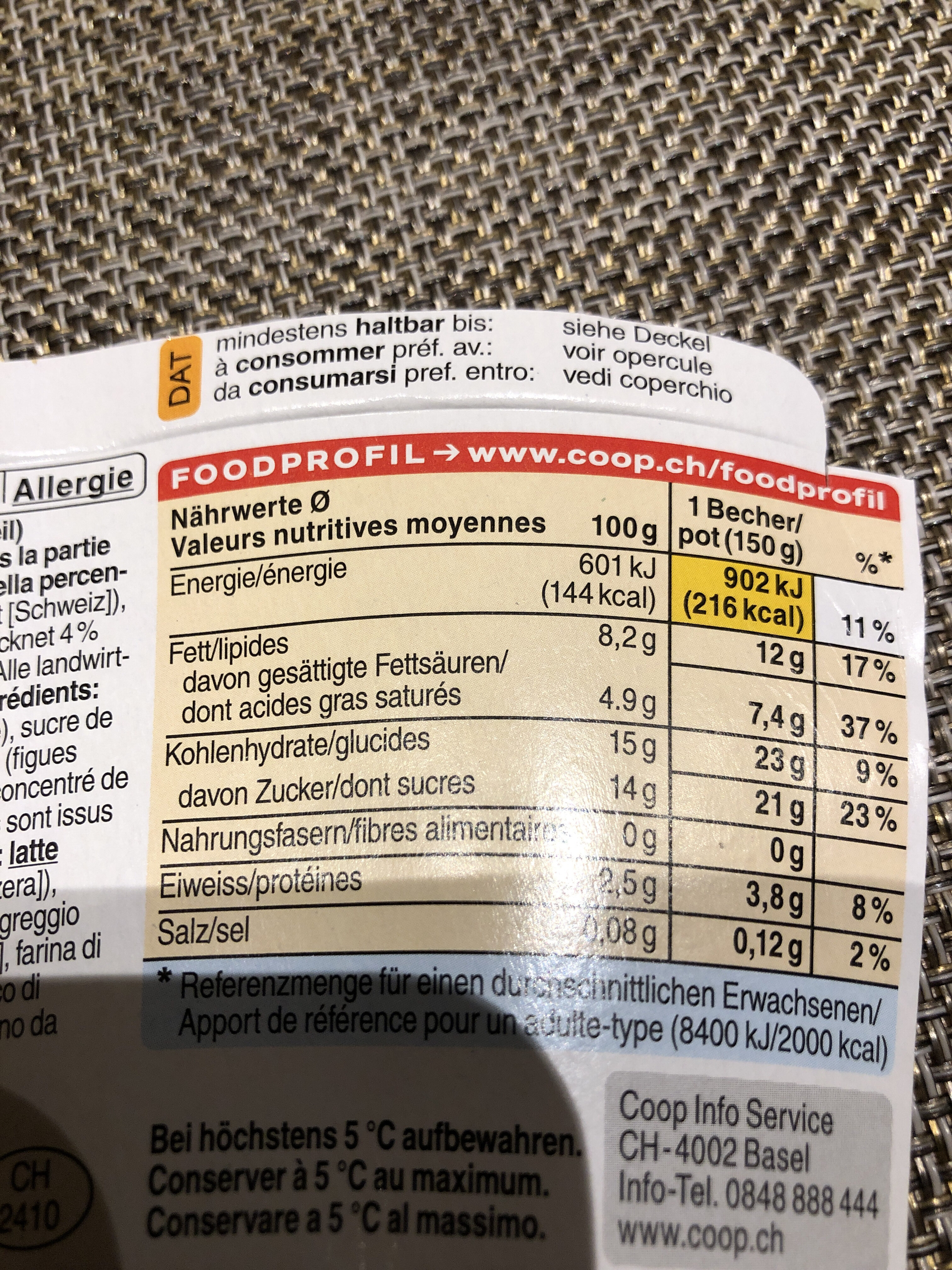 Jogurt à la grecque figue - Bio - Valori nutrizionali - fr