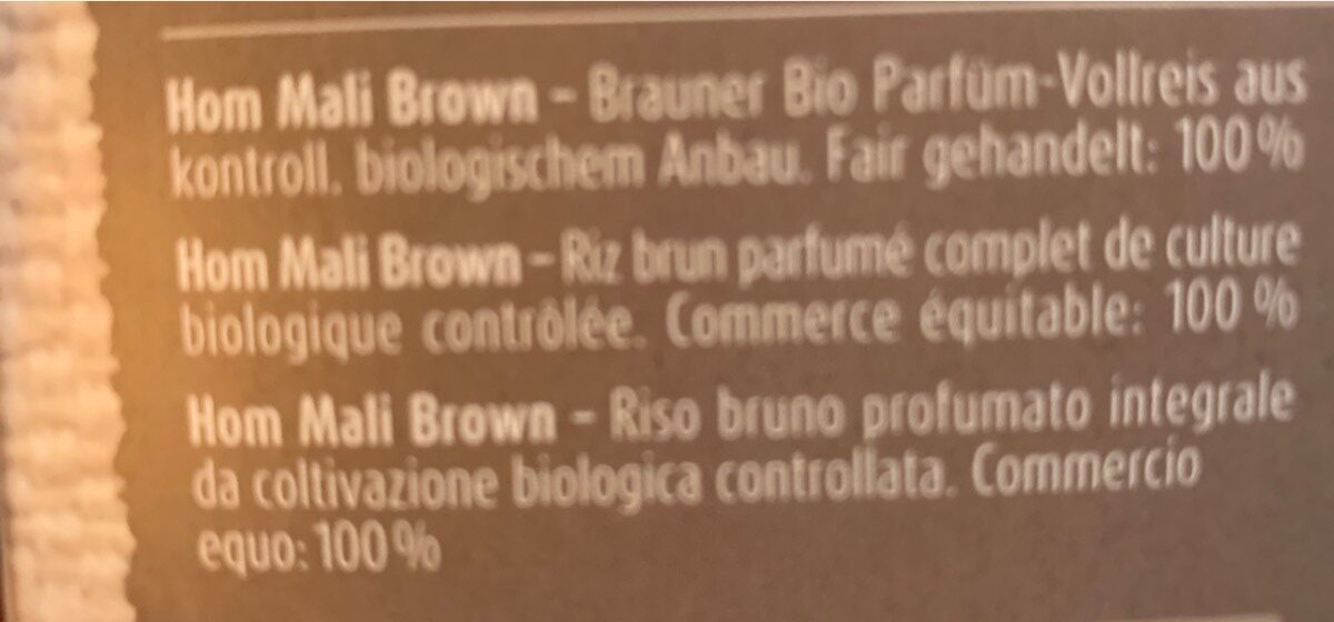Hom Mali Brown - Ingredienti - fr