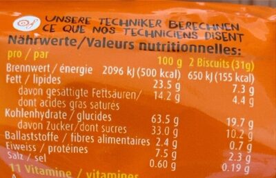 Crunchy Biscuit - Valori nutrizionali - fr