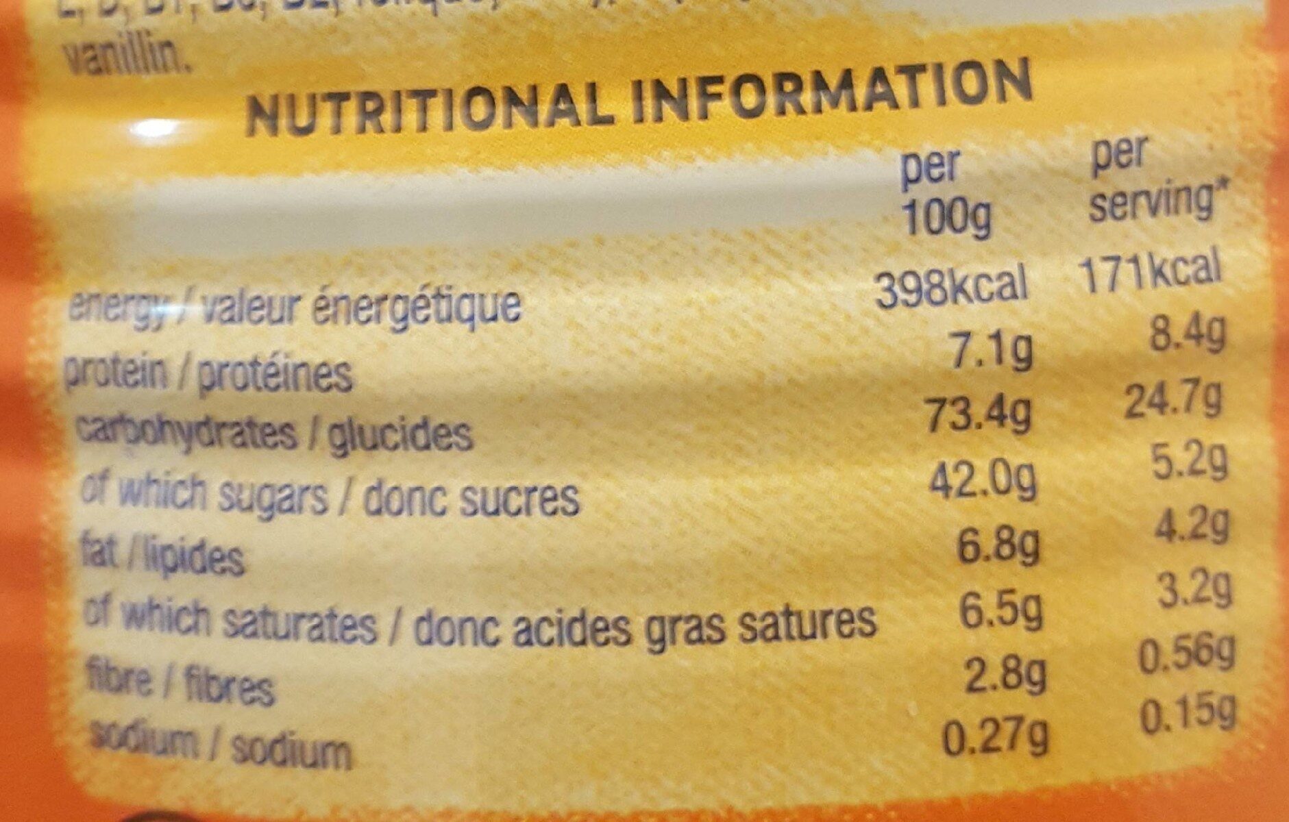 Ovaltine Tin 400G - Nutrition facts