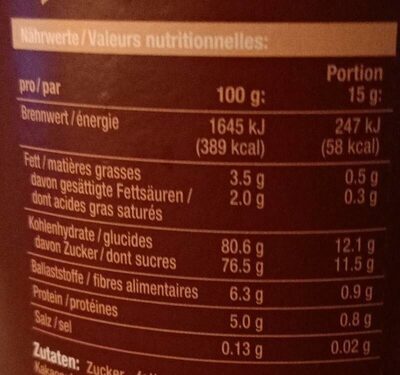 Caotina - Nutrition facts - fr