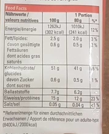 UrDinkel Spaghetti - Nutrition facts - fr