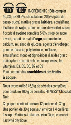 NESTLE FITNESS Chocolat Noir Céréales 375g - Ingrédients